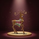 Rena Decorativa em Metal 42X7,5X28cm Cobre, Vermelha e Verde - Imagem 2