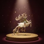 Rena Decorativa em Metal com Pata Levantada 35,5X12,75X29cm Verde e Prata